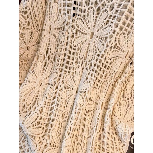 Women's Plus Size Crochet Boho Sweater Beach Cover Up Off Shoulder - Picture 3 of 7